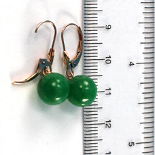 Load image into Gallery viewer, 14K Rose Gold Round Green Jade Drop Earrings