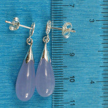 Load image into Gallery viewer, Solid Silver 925 Oriental Raindrop Lavender Jade Dangle Stud Earrings