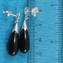Load image into Gallery viewer, Solid Silver 925 Oriental Good Luck Black Onyx Dangle Stud Earrings