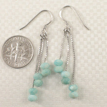 Load image into Gallery viewer, Solid Sterling Silver 925 Box Chain Faceted Amazonite Earrings