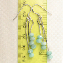 Load image into Gallery viewer, Solid Sterling Silver 925 Box Chain Faceted Amazonite Earrings