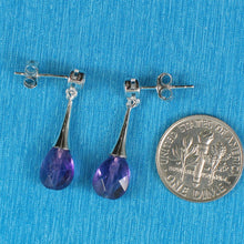Load image into Gallery viewer, Solid Sterling Silver 925 Amethyst & Cubic Zirconia Earrings