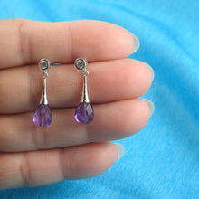 Load image into Gallery viewer, Solid Sterling Silver 925 Amethyst & Cubic Zirconia Earrings