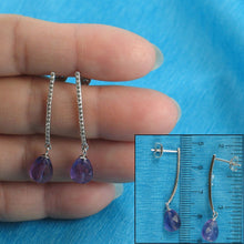 Load image into Gallery viewer, Solid Sterling Silver 925 Amethyst & Cubic Zirconia Earrings (Raindrop)