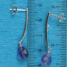 Load image into Gallery viewer, Solid Sterling Silver 925 Amethyst & Cubic Zirconia Earrings (Raindrop)