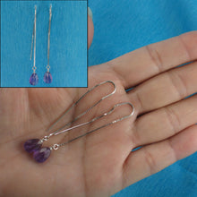 Load image into Gallery viewer, Solid Sterling Silver 925 Amethyst Drop Box Chain Hook Earrings
