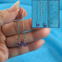 Load image into Gallery viewer, Solid Sterling Silver 925 Amethyst Heart Box Chain Hook Earrings