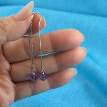 Load image into Gallery viewer, Solid Sterling Silver 925 Amethyst Heart Box Chain Hook Earrings
