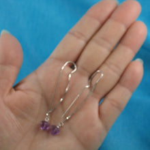 Load image into Gallery viewer, Solid Sterling Silver 925 Amethyst Heart Box Chain Hook Earrings