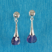 Load image into Gallery viewer, Solid Sterling Silver 925 Amethyst Heart & Cubic Zirconia Earrings