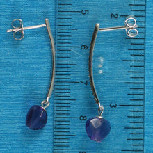 Load image into Gallery viewer, Solid Sterling Silver 925 Amethyst Heart & Cubic Zirconia Earrings
