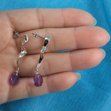 Load image into Gallery viewer, Solid Sterling Silver 925 Lightning Dangle Amethyst Earrings