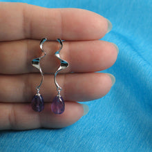 Load image into Gallery viewer, Solid Sterling Silver 925 Lightning Dangle Amethyst Earrings