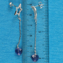 Load image into Gallery viewer, Solid Sterling Silver 925 Moon & Star Amethyst & Cubic Zirconia Earrings