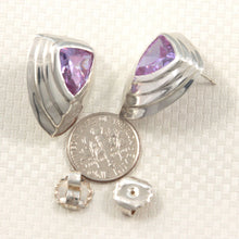 Load image into Gallery viewer, Solid Sterling Silver 925 Amethyst Triangle Stud Earrings
