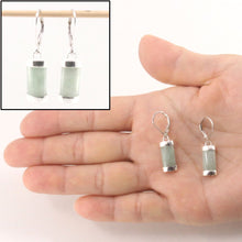 Load image into Gallery viewer, Solid Sterling Silver 925 Apple Green Jade Curved Leverback Earrings