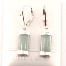 Load image into Gallery viewer, Solid Sterling Silver 925 Apple Green Jade Curved Leverback Earrings