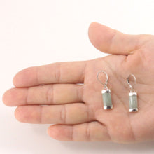 Load image into Gallery viewer, Solid Sterling Silver 925 Apple Green Jade Curved Leverback Earrings