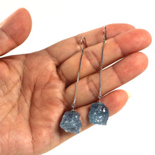 Load image into Gallery viewer, Solid Sterling Silver 925 Baroque Aquamarine Box Chain Hook Earrings