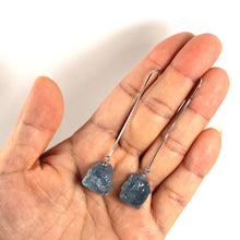 Load image into Gallery viewer, Solid Sterling Silver 925 Baroque Aquamarine Box Chain Hook Earrings