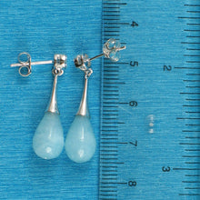 Load image into Gallery viewer, Solid Sterling Silver 925 Aquamarine & Cubic Zirconia Earrings