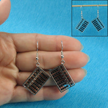 Load image into Gallery viewer, Solid Sterling Silver 925 Black Onyx Abacus Hook Earrings