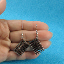 Load image into Gallery viewer, Solid Sterling Silver 925 Black Onyx Abacus Hook Earrings