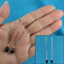 Load image into Gallery viewer, Solid Sterling Silver 925 Faceted Black Onyx Box Chain Hook Earrings