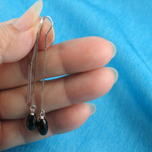 Load image into Gallery viewer, Solid Sterling Silver 925 Faceted Black Onyx Box Chain Hook Earrings
