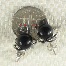 Load image into Gallery viewer, Solid Sterling Silver 925 Black Onyx & CZ Stud Earrings