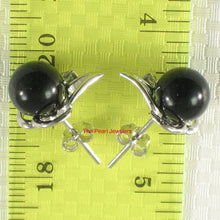 Load image into Gallery viewer, Solid Sterling Silver 925 Black Onyx & CZ Stud Earrings
