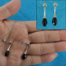 Load image into Gallery viewer, Solid Sterling Silver 925 Black Onyx & Cubic Zirconia Earrings