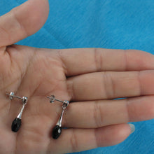 Load image into Gallery viewer, Solid Sterling Silver 925 Black Onyx & Cubic Zirconia Earrings