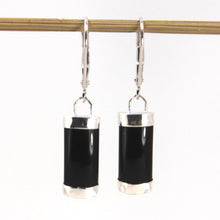Load image into Gallery viewer, Solid Sterling Silver 925 Black Onyx Curved Leverback Earrings
