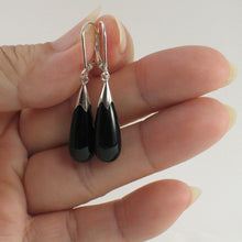 Load image into Gallery viewer, Solid Sterling Silver 925 Raindrop Black Onyx Lever Back Earrings