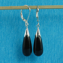 Load image into Gallery viewer, Solid Sterling Silver 925 Raindrop Black Onyx Lever Back Earrings
