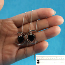 Load image into Gallery viewer, Solid Sterling Silver 925 Black Onyx Heart Threader Earrings
