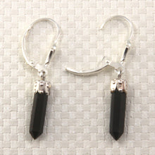 Load image into Gallery viewer, Solid Sterling Silver 925 Black Onyx Hexagonal Point Earrings