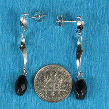 Load image into Gallery viewer, Solid Sterling Silver 925 Lightning Dangle Black Onyx Earrings