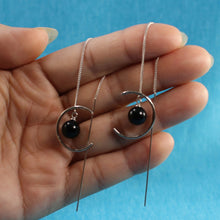 Load image into Gallery viewer, Solid Sterling Silver 925 Black Onyx Threader Earrings