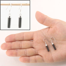 Load image into Gallery viewer, Solid Sterling Silver 925 Black Onyx Tube Fish Hook Earrings