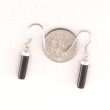 Load image into Gallery viewer, Solid Sterling Silver 925 Black Onyx Tube Fish Hook Earrings