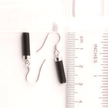 Load image into Gallery viewer, Solid Sterling Silver 925 Black Onyx Tube Fish Hook Earrings