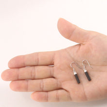Load image into Gallery viewer, Solid Sterling Silver 925 Black Onyx Tube Fish Hook Earrings