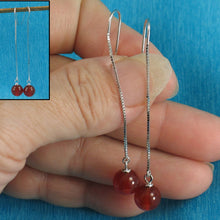 Load image into Gallery viewer, Solid Sterling Silver 925 Box Chain Carnelian Earrings