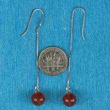 Load image into Gallery viewer, Solid Sterling Silver 925 Box Chain Carnelian Earrings