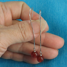 Load image into Gallery viewer, Solid Sterling Silver 925 Box Chain Carnelian Earrings