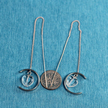 Load image into Gallery viewer, Solid Sterling Silver 925 Crystal Heart Threader Earrings