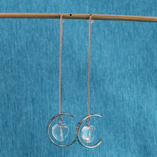 Load image into Gallery viewer, Solid Sterling Silver 925 Crystal Heart Threader Earrings