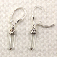 Load image into Gallery viewer, Solid Sterling Silver 925 Crystal Hexagonal Point Earrings (35mm)